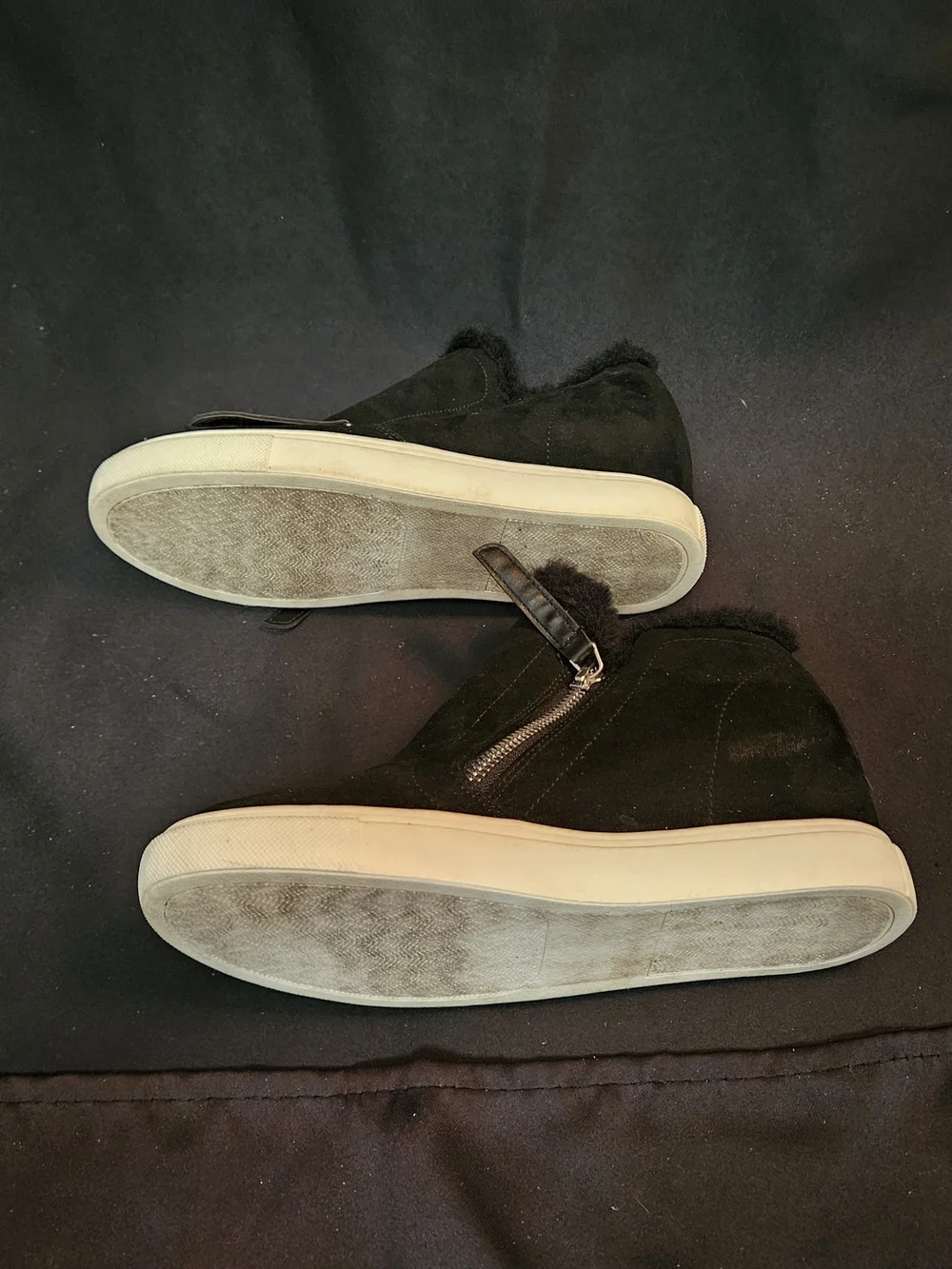 Madden Girl Black Faux Fur Zip-Top Slip-On Sneakers